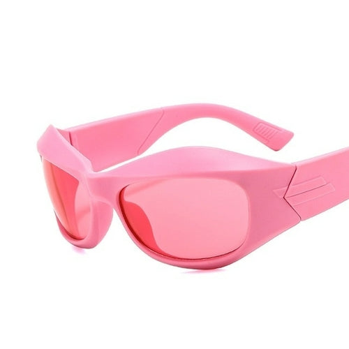 Einzigartige unregelmäßige Hip-Hop-Sonnenbrille für Frauen Marke Stripe Leg Arc