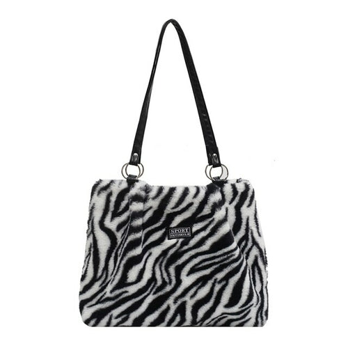 Einkaufstasche mit Zebramuster | Winter Umhängetasche Damen | Schultertasche