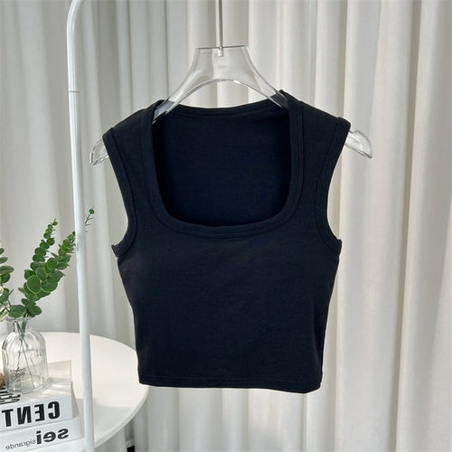 Sleeveless Tank Top Square Collar | Women's Square Collar Top - Chest