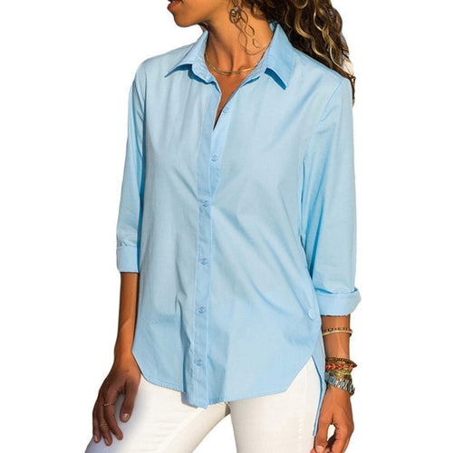 Women Blouses Spring Solid Button