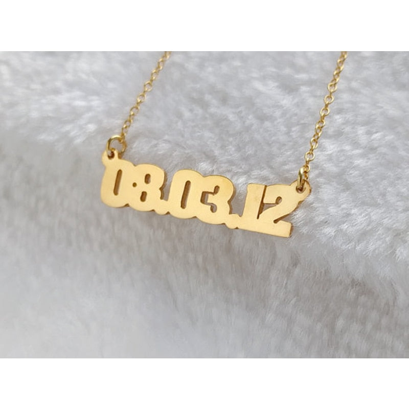 Women Men Custom Number Necklace Personalized Date