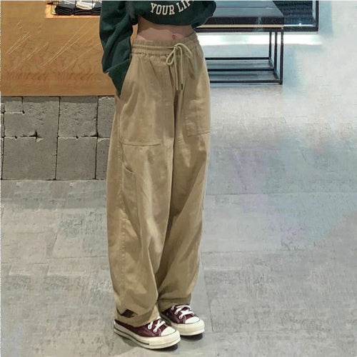 Pantalones casuales de mujer S-3xl Estilo safari Pantalones de cintura alta con cordón