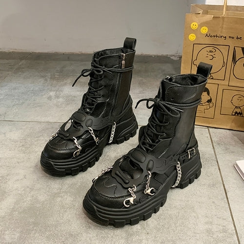 Women Shoes Platform Boots Punk Gothic for Women Boots Combat Ladies
