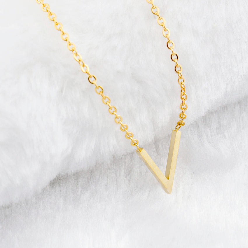 Women Simple Chevron V Shaped Necklace Stainless