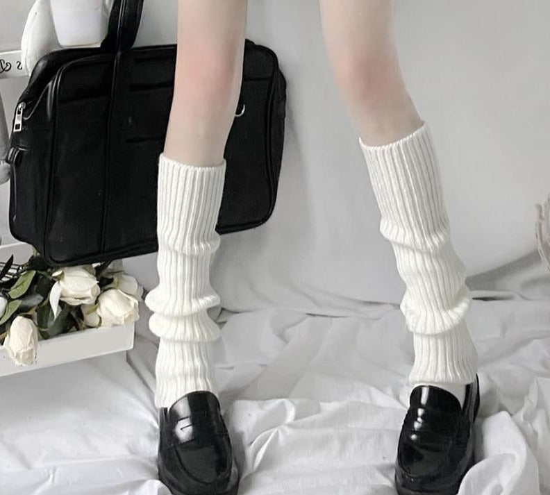 Lolita Punk Socks Furry Leg Warmers Women Winter Knitted Warm Foot