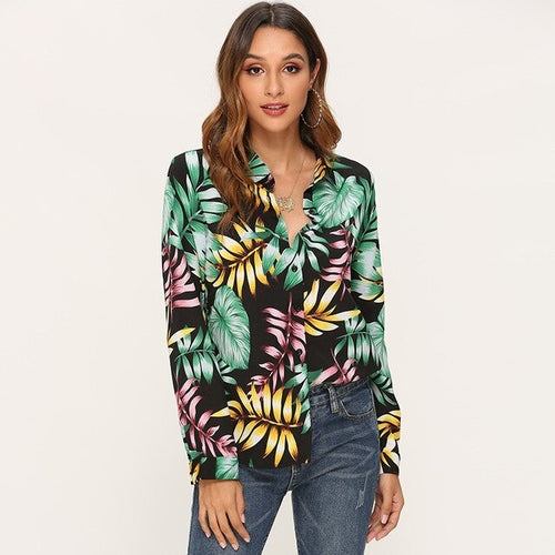 Womens Tops And Blouses Floral Print Long