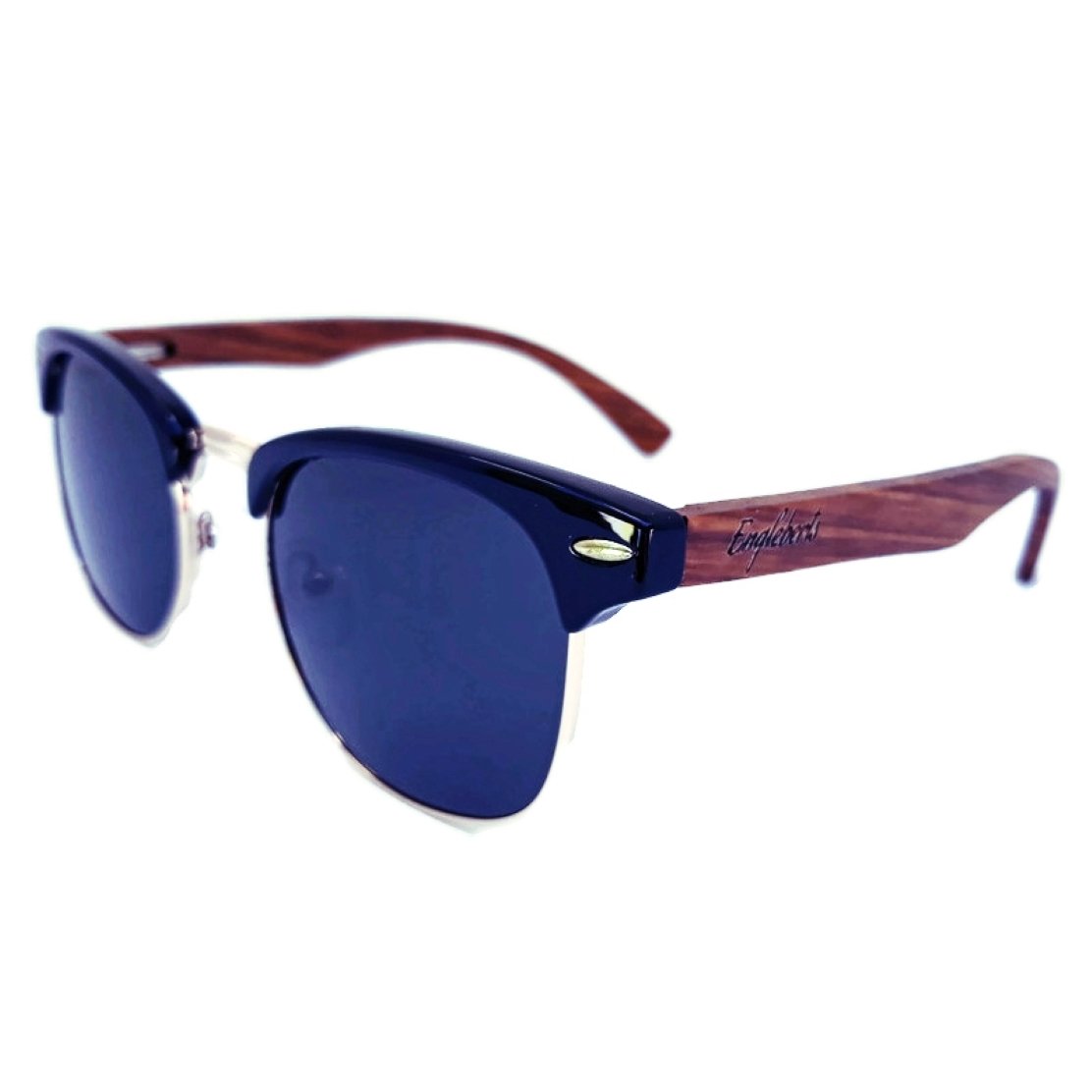 Real Walnut Wood Club Style Sunglasses, Polarized