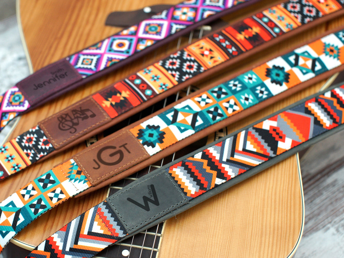 Personalisierter Gitarrengurt - 4 verschiedene Muster erhältlich, benutzerdefinierte Gitarrengurt aus Leder, weicher Gitarrengurt, Bassgitarrengurt, Gitarrengurte