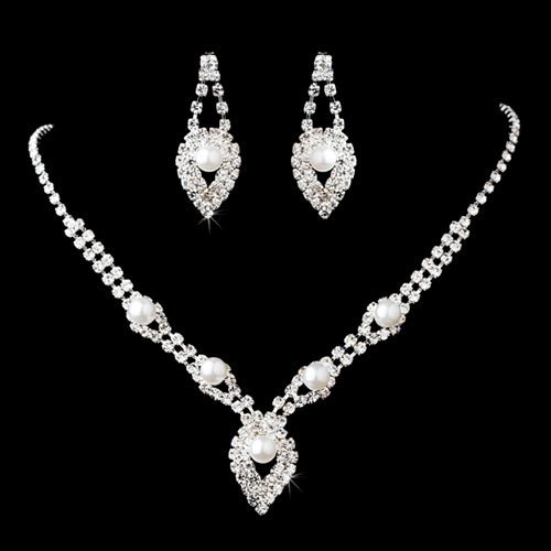 Conjunto de joyería de moda de perlas de diamantes de imitación de cristal de boda nupcial 