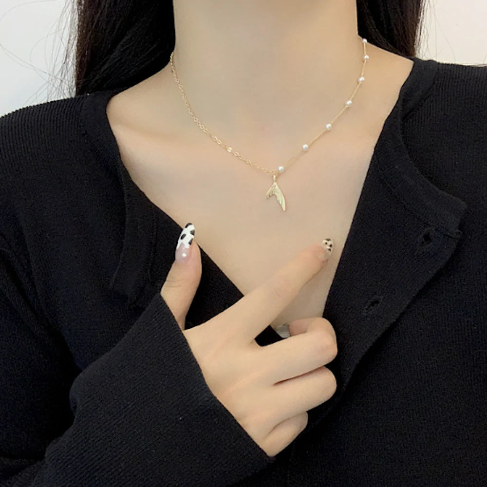 Meerjungfrau-Halskette für Damen mit künstlichen Perlen