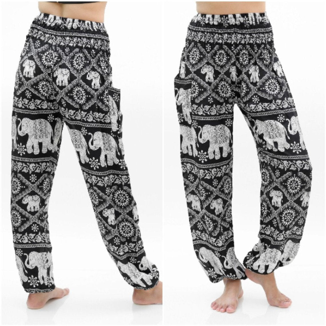 Black ELEPHANT Pants Women Boho Pants Hippie Pants Yoga