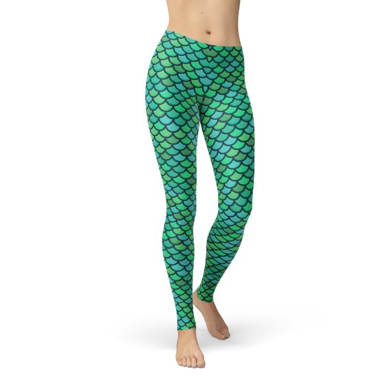 Grüne Meerjungfrau-Leggings der Frauen