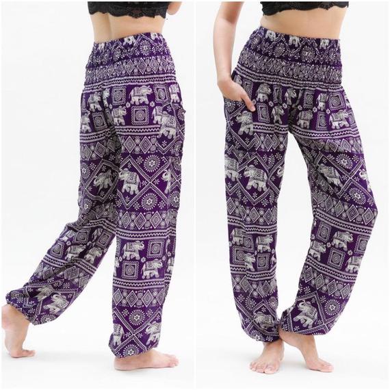Purple Elephant Pants Harem Pants Boho Pants