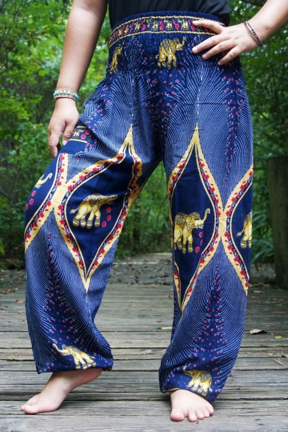 Pantalones ELEFANTE Azul Mujer Pantalones Boho Pantalones Hippie Yoga