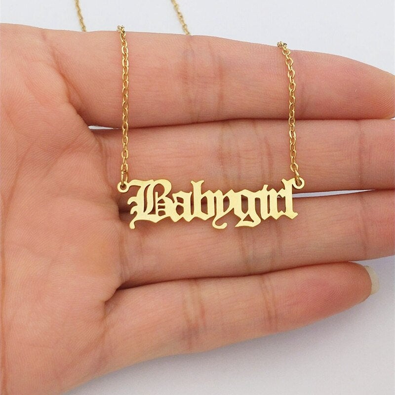 Babygirl Old English Necklace 18k gold dipped