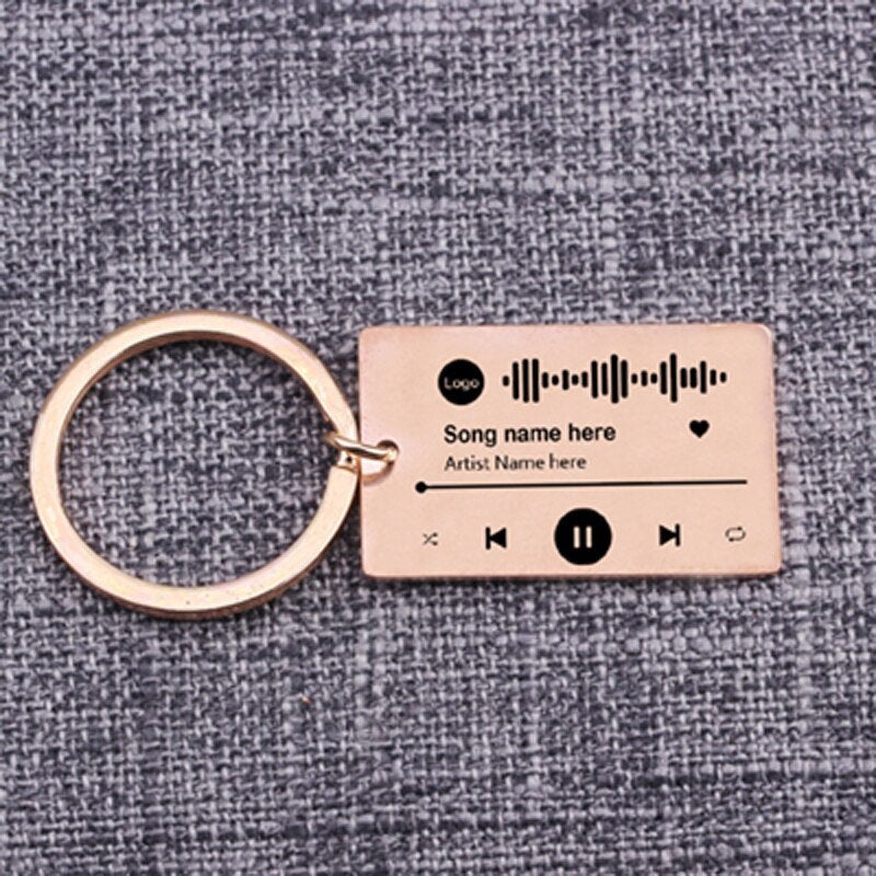 Custom Spotify Code Scan Music Keychain Gold Rose Gold Silver - BonoGifts