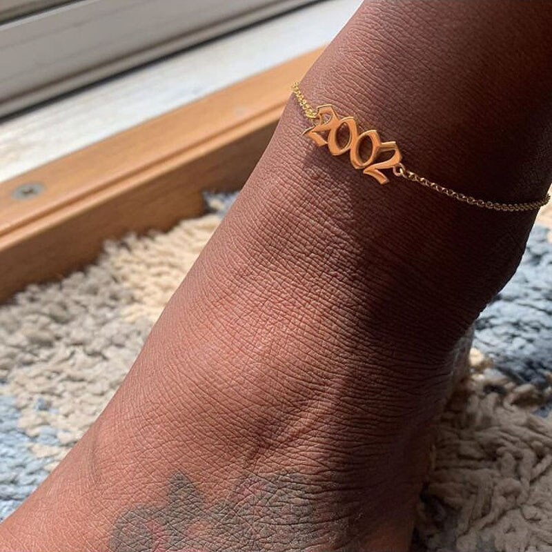 Women's Fashion 1990-2019 Birth Year Ankle Leg Bracelet Jewelry Custom Number Anklet - BonoGifts