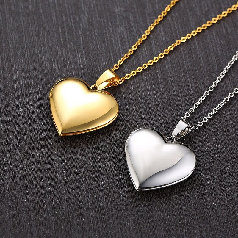 Personalisierte Herz Medaillon Halskette | Medaillon-Halskette aus Edelstahl | Herz Medaillon | Herz-Foto-Medaillon | Graviertes Medaillon | Herz-Anhänger