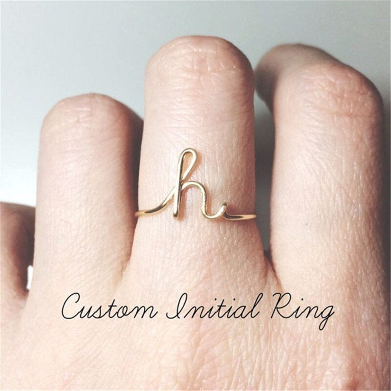 Custom Initial ring sterling silver letter ring/gold fill initial ring/stack rings/name ring/personalized bridesmaid gift/wedding jewelry - BonoGifts