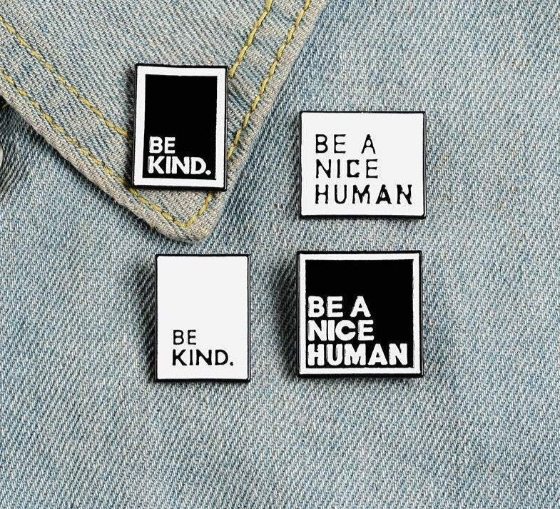 4 Pcs - Quote enamel pins custom simple black white brooches Lapel pin shirt bag Badge Jewelry Gift for Friends - BonoGifts