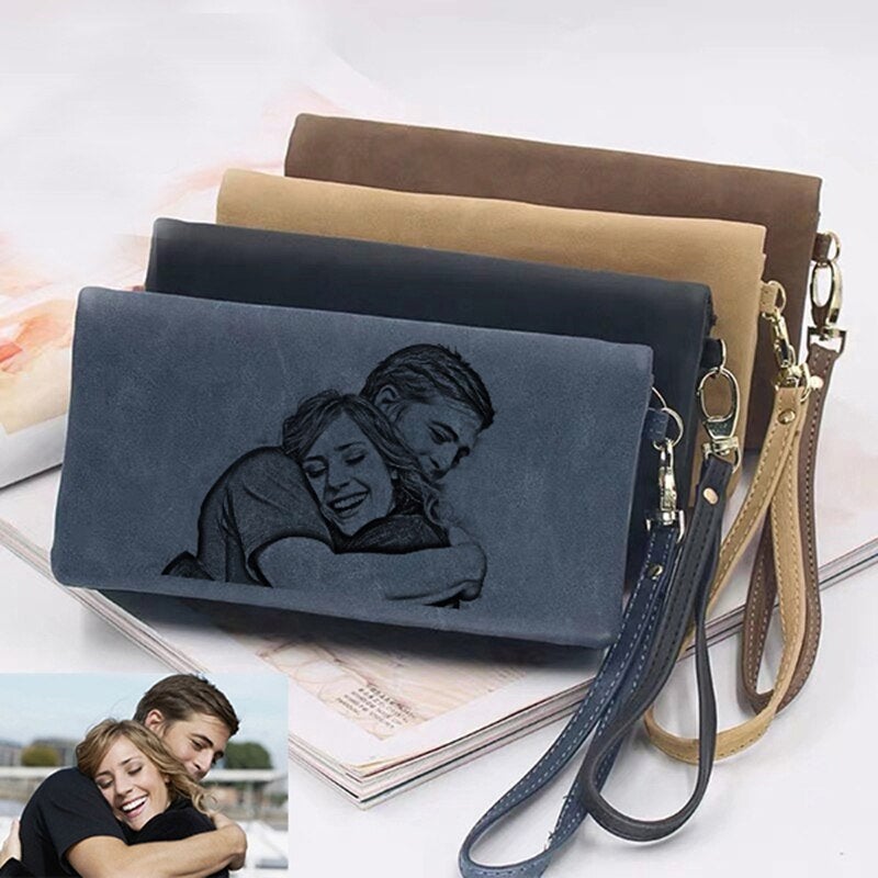 Customized Photo Wallet Personality Fashion Ladies Long Large-Capacity Synthetic Leather Double Zipper Clutch Mother's Day Gift - BonoGifts