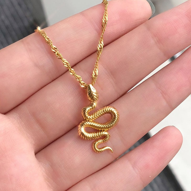 Stainless Steel Snake Necklace 2021 Cute Animal Snake Pendant Necklace For Women Temperament Snake Pendant Necklace Jewelry Gift - BonoGifts