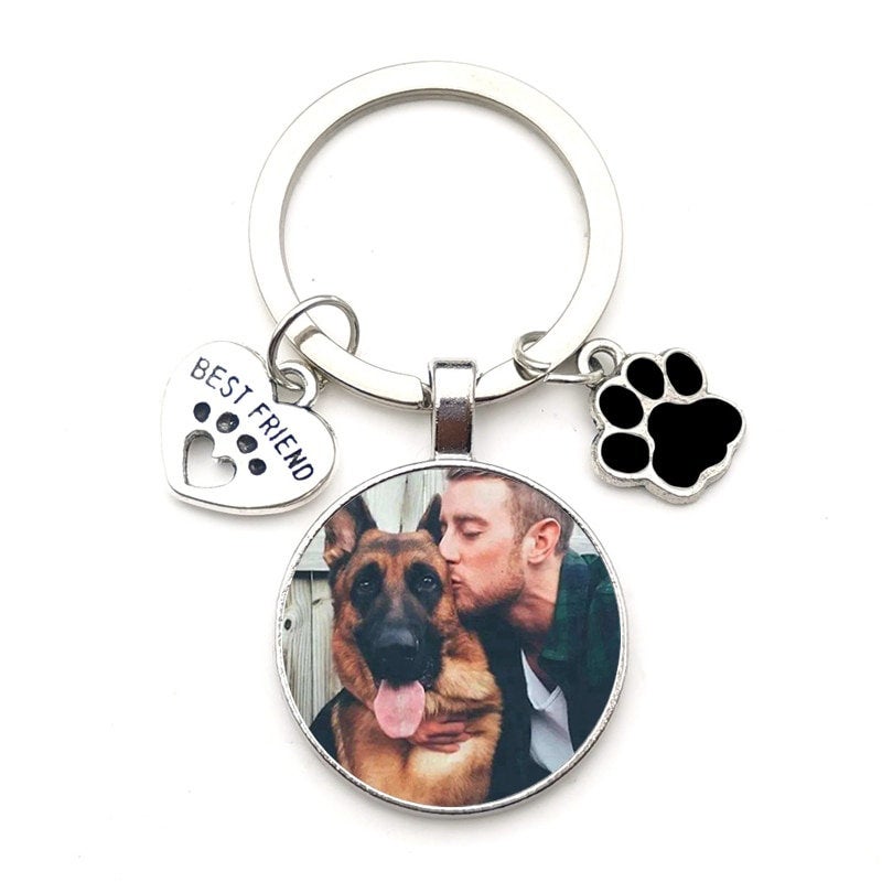 Dog Photo Keychain, Custom Dog Photo Keyring, Personalized Photo Keychain, Pet Memorial Keychain, Custom Keychain with Photo, Dog Lover Gift - BonoGifts