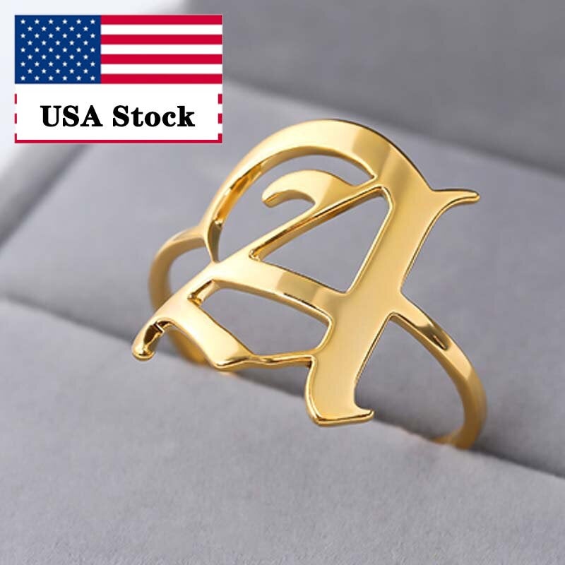 Initial Letter Ring for Women Stainless Steel Ring Gold Men A-Z Rings Initia Anillos Mujer Alphabet Capital Ring for Girl - BonoGifts