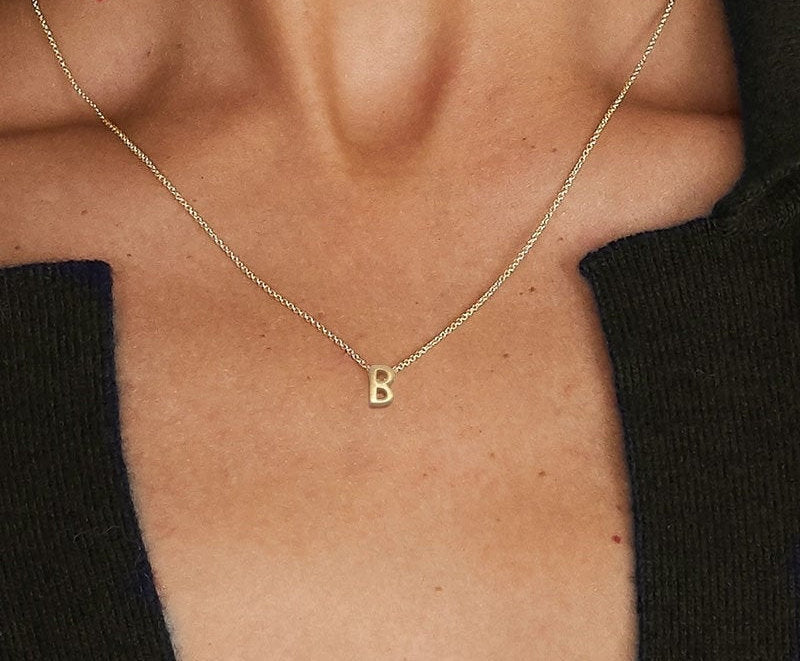 925 Sterling Silver 26 Letter Round Chain Necklace | Gold plated necklace | minimalist necklace | 26 Alphabet Charm | Silver Chain Necklace - BonoGifts