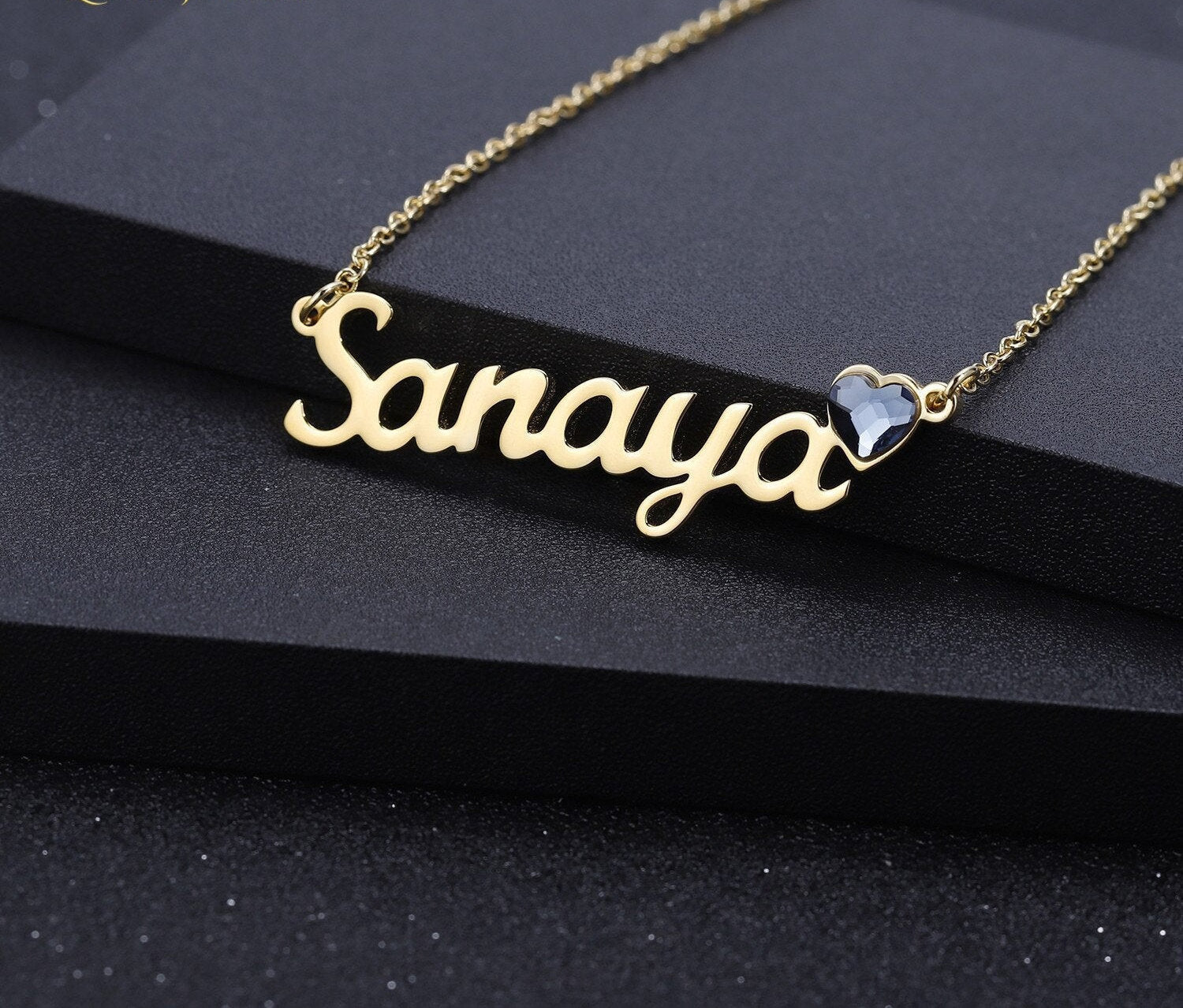 Personalized Name Necklace with Heart Birthstone | Customized Necklace | Dainty Name Necklace | Stainless steel Name Necklace | Jewelry Gift
