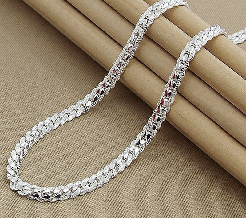 Solid 925 Sterling Silver Rope Chain | Solid Silver Curb Chain | 6mm Full Sideways Necklace for Woman Men | Rope Necklace | Unisex Chain - BonoGifts