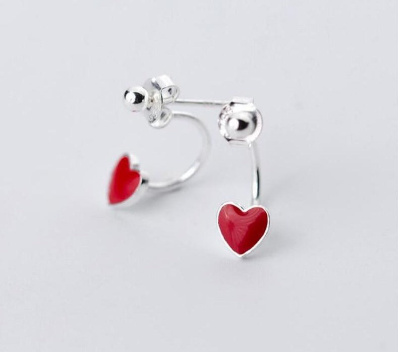 Red Heart Earrings | Heart Hanging Earring | Red Heart Studs | Heart Huggies | Earrings For Women | Heart Korean Earrings | Dainty Earrings