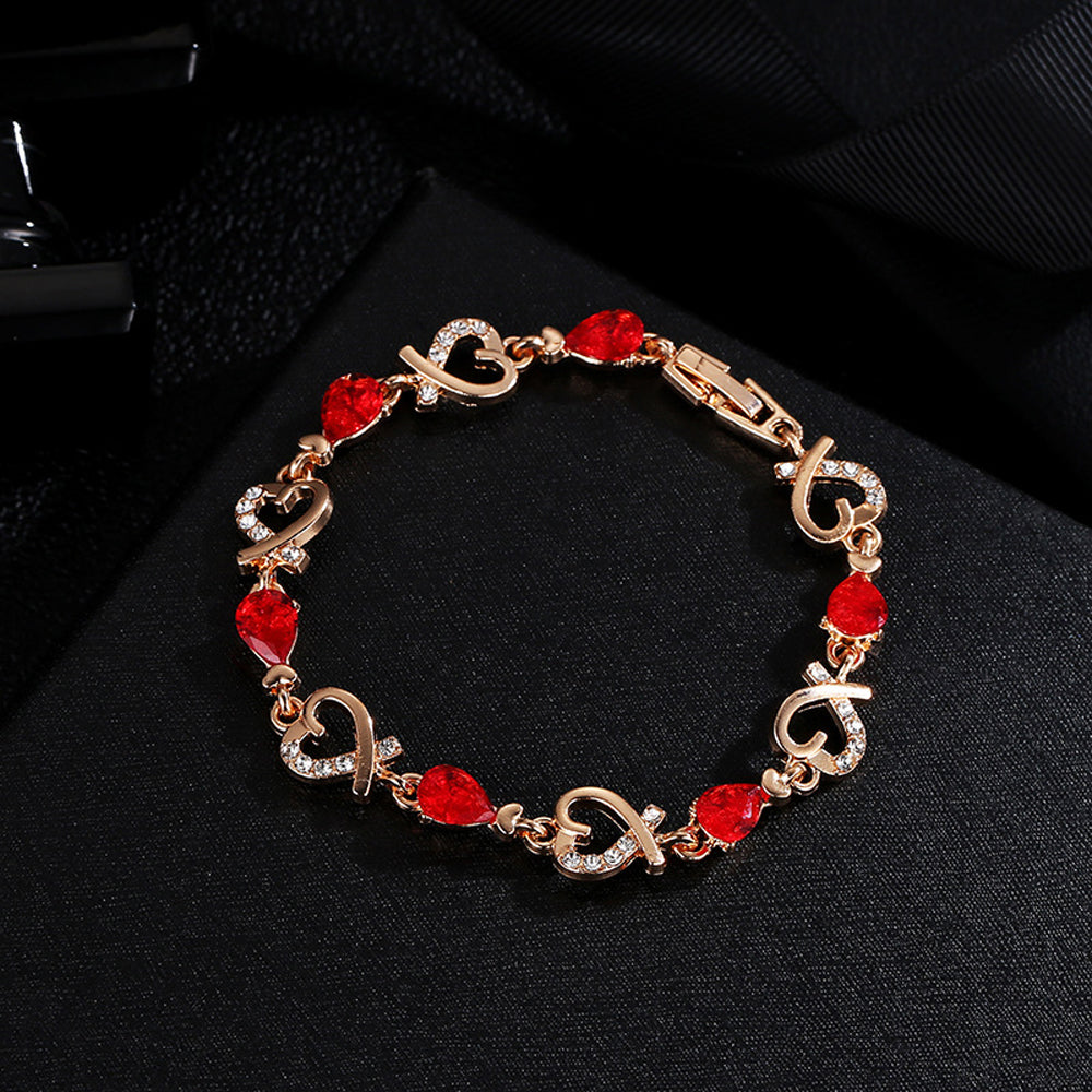 5 Colors Beautiful Bracelet for Women Colorful Austrian Crystal Heart Chain Bracelet For Female Gifts