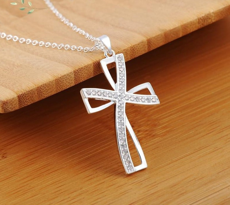 925 Sterling Silver Necklaces For Women Zirconia Cross Pendant & Necklace Chain Collier Femme Wedding Bridal Jewelry Party Gifts