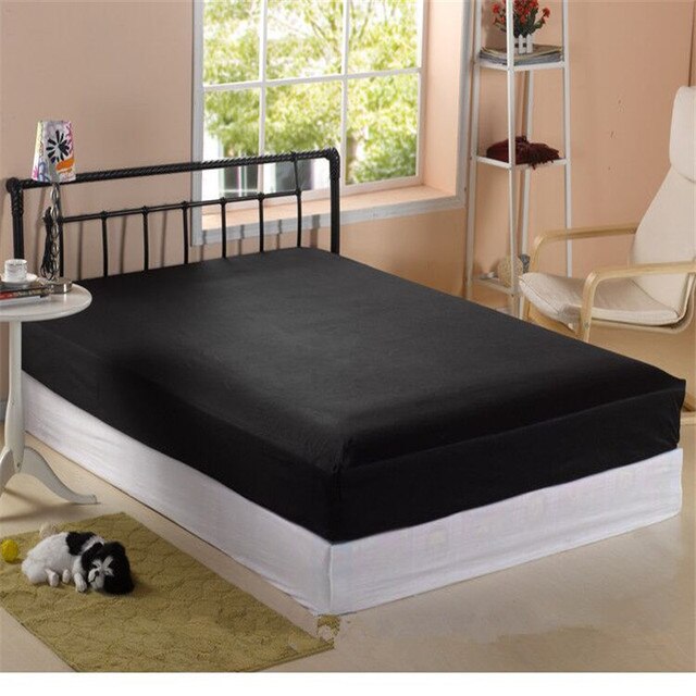 1pc Black & White 100% Polyester Fitted Sheet Mattress Cover Four Corners With Elastic Band Bed Sheet