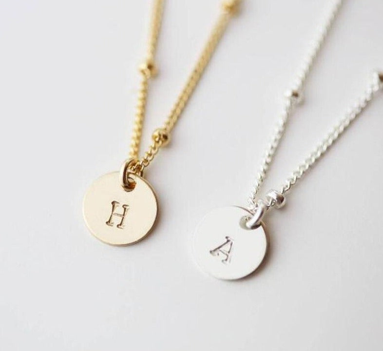 Personalized Disc Letter Necklace | Coin Necklace | Initial Name Necklace | Monogram Necklace | Custom Initial Disc Necklace | Coin Pendant