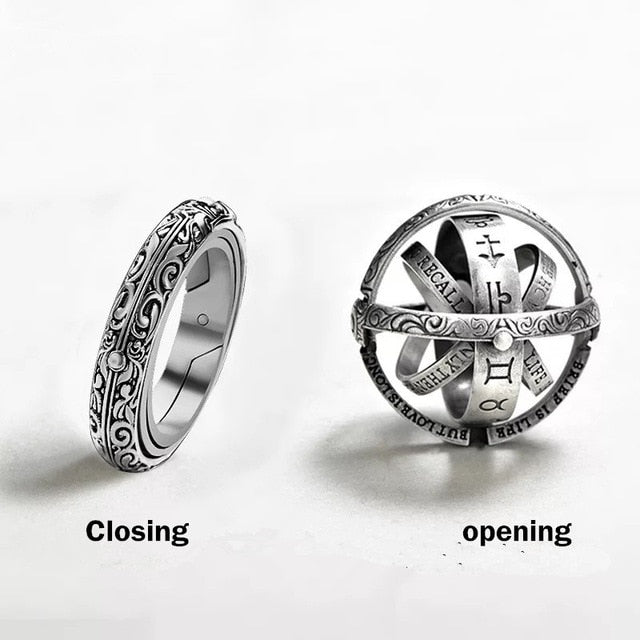 Vintage Astronomical Ball Rings For Women Men Creative Complex Rotating Cosmic Finger Ring Jewelry