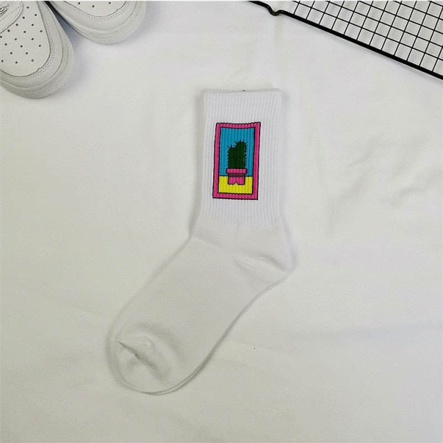 Korean style Harajuku street hip hop socks unisex Funny Men Socks happy skateboard flame Women socks