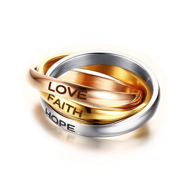 Passen Sie Schmuck 3 Fingerring-Sets für Frauen-Edelstahl-Hochzeits-Verlobungsring personalisiert an
