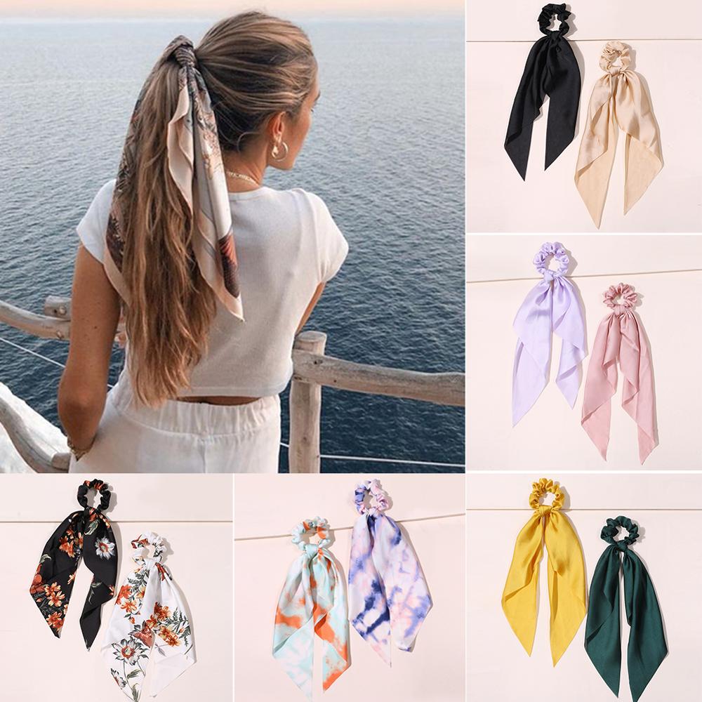 2pcs Solid Scrunchie Stirnband für Frauen Modeschmuck Haarband Zubehör Geschenk für Mädchen Turban