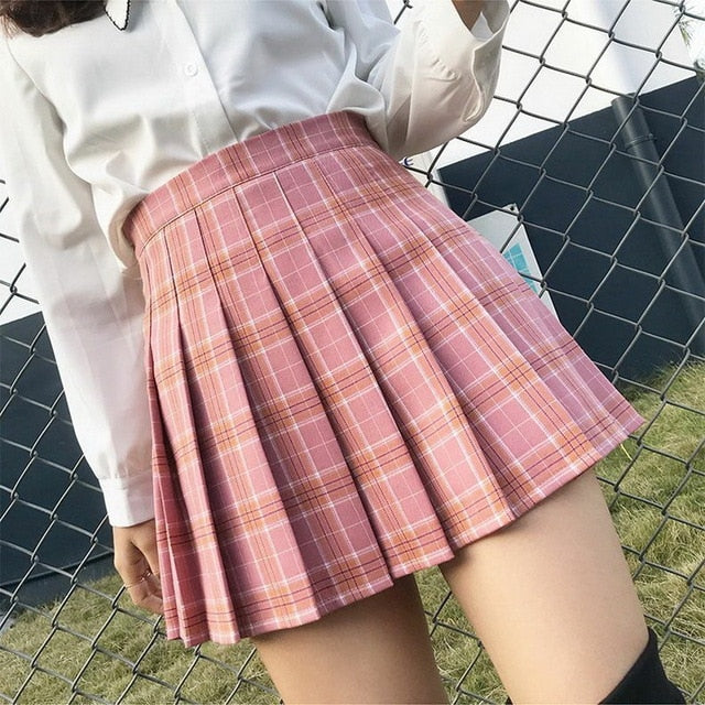 Girls Dance Mini Skirt | High Waist Stitching Student Pleated Skirts | Plaid Summer Women Skirt | Multicolor Tennis Skirt | Girlfriend Gift - BonoGifts