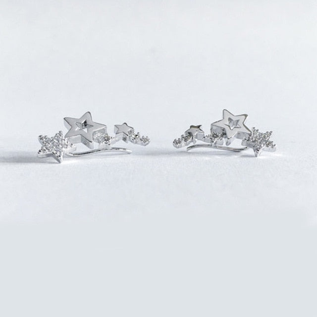 Simple Stylish Star Women Drop Earrings Shiny White Zircon Exquisite Versatile Female Earring Jewelry