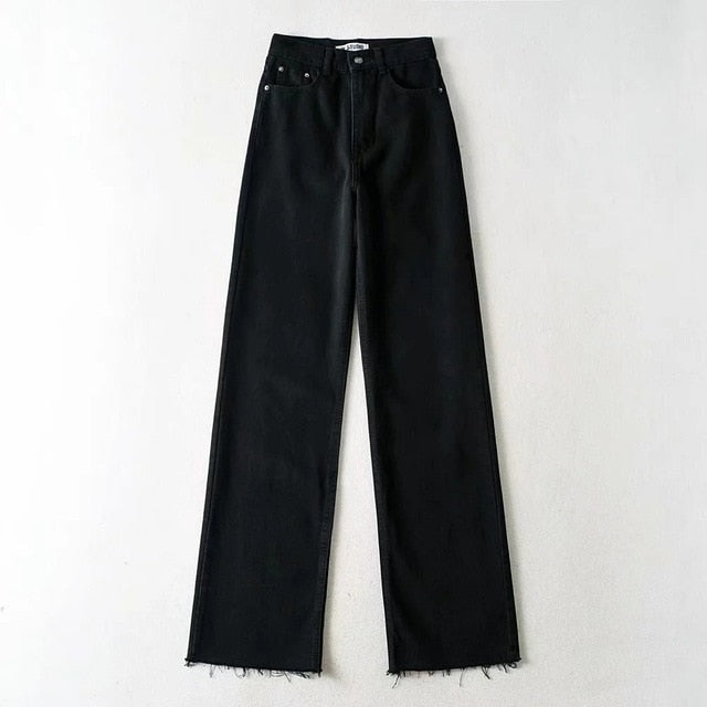 Pantalones vaqueros informales de pierna recta para mujer, pantalones vaqueros holgados de cintura alta para novio Harajuku, pantalones de otoño
