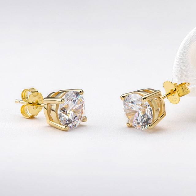 Moissanite Stud | Moissanite Earring | Moissanite Pendant | Earring For Women | 18k Gold Screw Back Earring | Tiny Round Stud | Diamond Stud