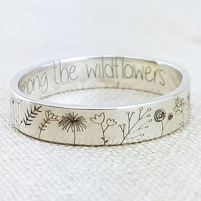 Wildblumen-Ring | Silberner Blumenring | Blumenring | Freundschaftsring | Silberbandring | Damen Silberringe | Gänseblümchen-Ringe | Geschenk für sie