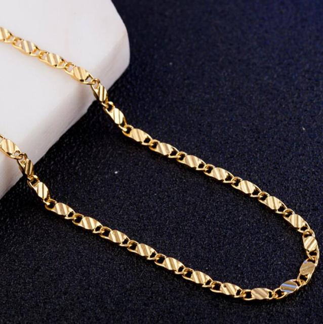 Figaro Gliederkette | Unisex-Figaro-Kette | Edelstahl vergoldet Halskette Kette für Männer oder Frauen | 2MM 40-75CM Schlanke Figaro-Halskette