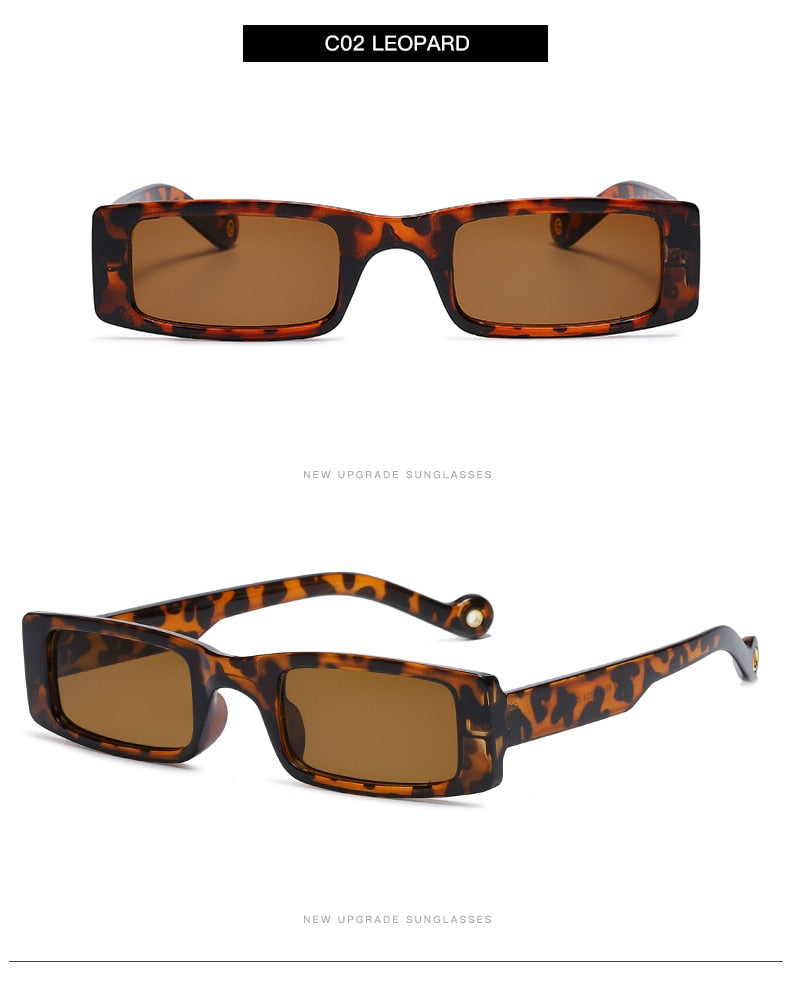 Rectangle Sunglasses Women Small Square Frame Vintage Sun Glasses Men Shades Retro Clear Green Oculos UV400