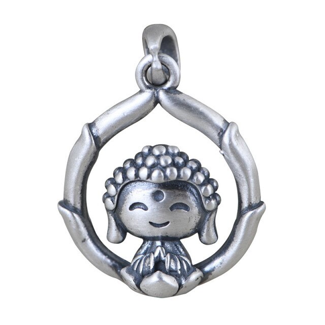 S999 Silver Men Women Pendant Retro Silver Lotus Necklace Pendant Jewelry Gift without Chains