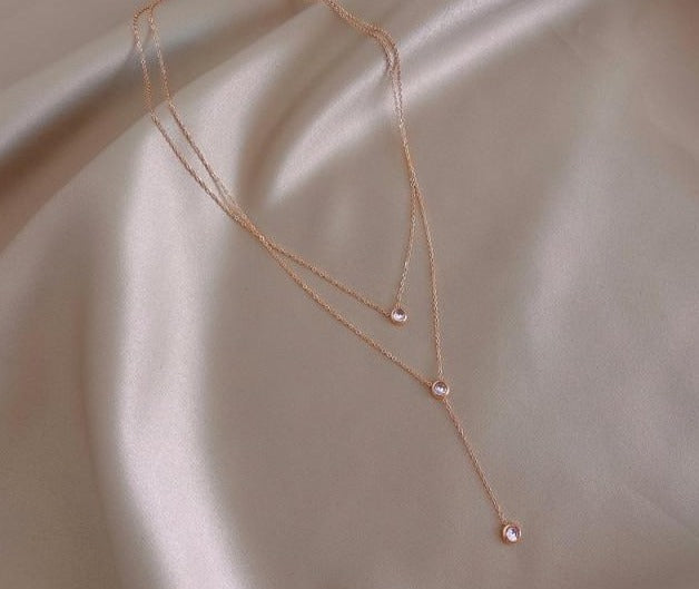 Simple Double Layer Titanium Steel Rose Gold Necklace For Woman | Korean Jewelry | Gothic Party Girl's Sexy Clavicle Chain