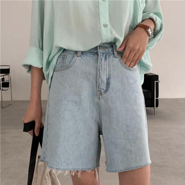 Denim Shorts | High Waist Shorts | Women Biker Shorts | Streetwear Shorts | Street Style Shorts | Cotton Denim Shorts | Korean Style Shorts